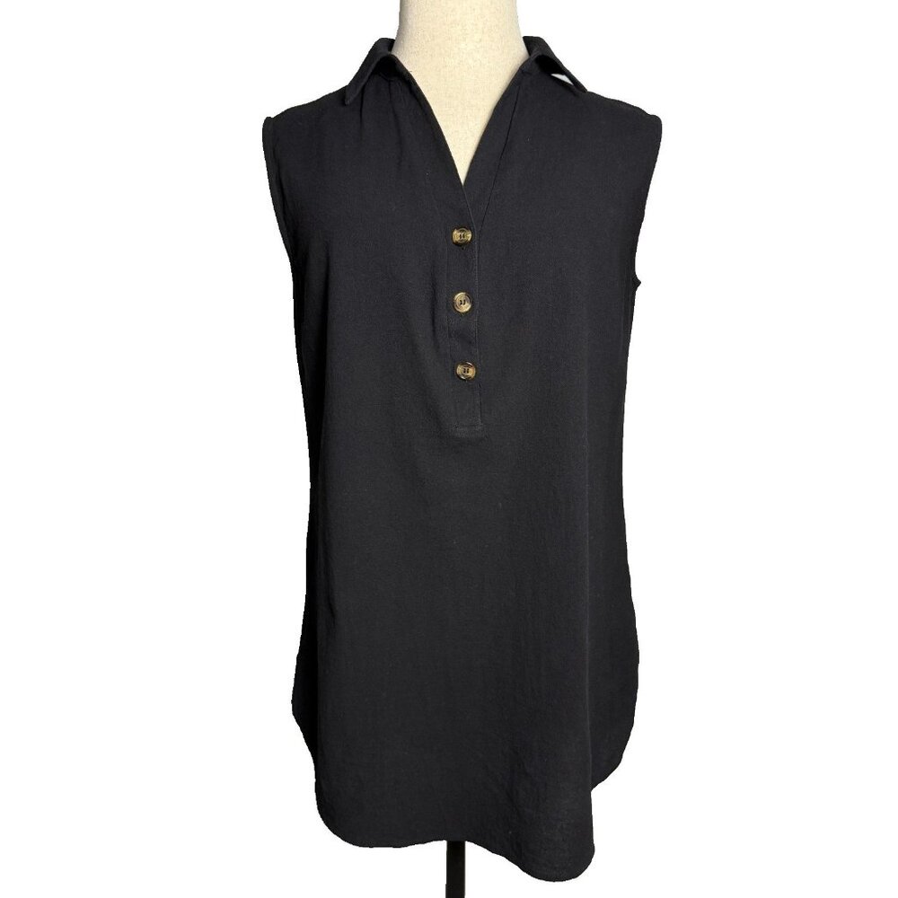 Cupshe Sleeveless Mini Dress or Tunic, Black Sz L, Button Details Create V Neck - Picture 1 of 12